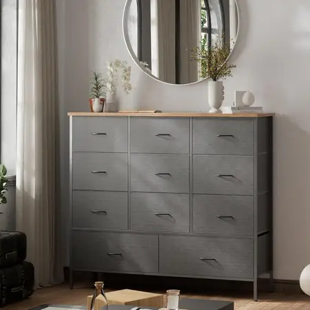 VASICAR 43.3 Inches Wide Chest of Drawers with 11 Deep Drawers
