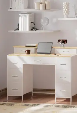 VASICAR Fabric Storage Cabinet with 9 Drawers and 2 Open Shelves
